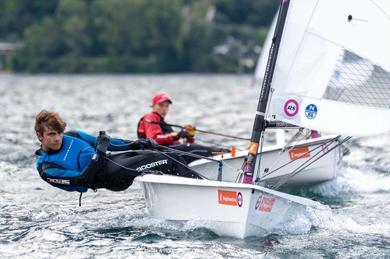 Stef De Clercq (BEL) on day 2 of the RS Aero Europeans at Lake Garda photo copyright Angela Trawoeger / FVM taken at Fraglia Vela Malcesine and featuring the  class