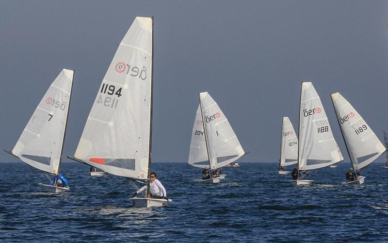 Aeros downwind at the Victorian OK States photo copyright Chris Visick taken at Port Stephens Sailing and Aquatic Club and featuring the  class