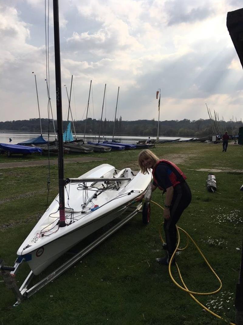 A good hosing of boats, trolleys and wheels limits the chances of spread of invasive species between our inland waters photo copyright Broadwater Sailing Club taken at Broadwater Sailing Club and featuring the  class
