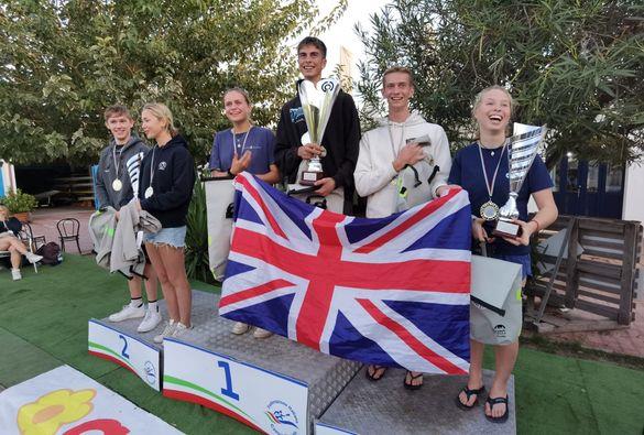 RS Aero European Youth Team Racing Championship in Cagliari, Sardinia: Podium photo copyright Italian Naval League of Sulcis taken at La Società Canottieri Ichnusa and featuring the  class