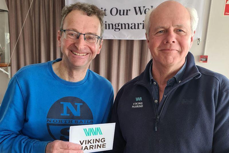Roy Van Maanen, Aero 6, 3rd overall in PY Fleet, with sponsor Ian O'Meara - Last day of the Viking Marine Frostbites 2022/23 photo copyright Frank Miller taken at Dun Laoghaire Motor Yacht Club and featuring the RS Aero 6 class