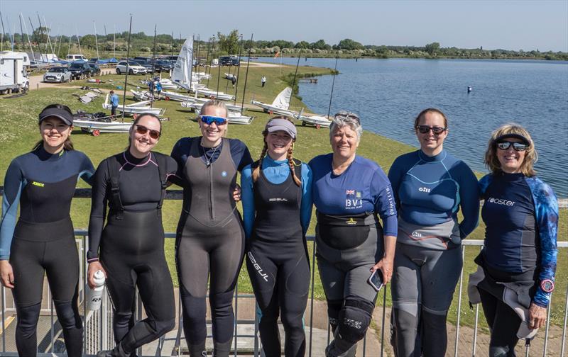 Seven ladies (a third of the fleet) at the Notts County Sailing Club Aero Open Briefing - photo © David Eberlin