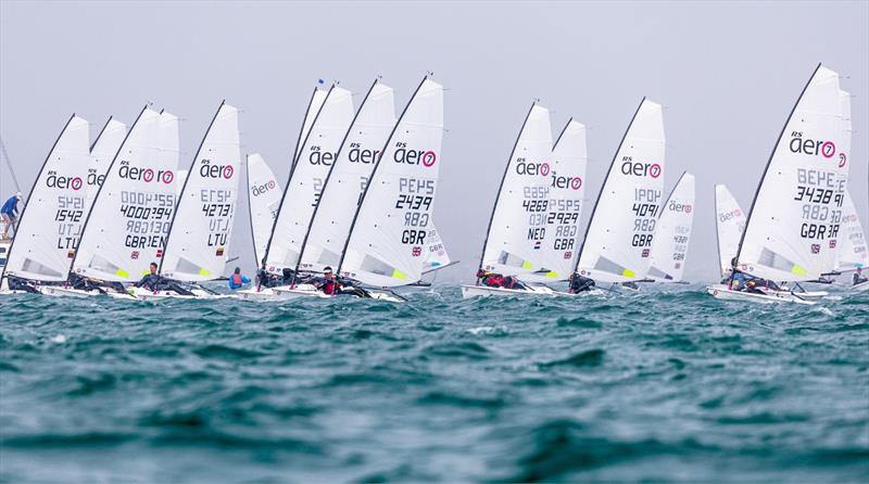 RS Aeros on the startline photo copyright RS Sailing taken at RYA Dinghy Show and featuring the RS Aero 7 class