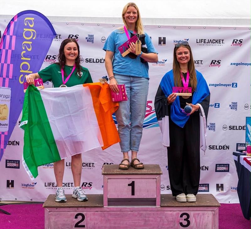 Chloe George atop the women's podium ay the RS Aero 5 European Championship - photo © Phil Jackson / www.digitalsailing.co.uk
