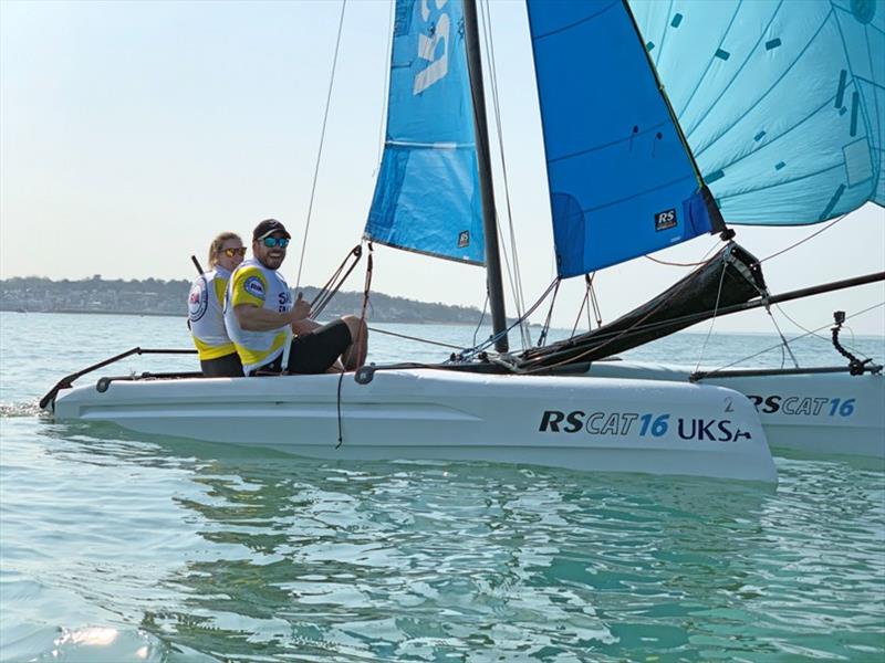 Swimming strongman Ross Edgley tries sailing with RYA Push the Boat Out photo copyright RYA taken at Royal Yachting Association and featuring the RS CAT16 class