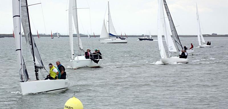The fleet approaches Redward during Bart's Bash 2016 event in Burnham photo copyright Tammy Fisher taken at Royal Corinthian Yacht Club, Burnham and featuring the RS Elite class