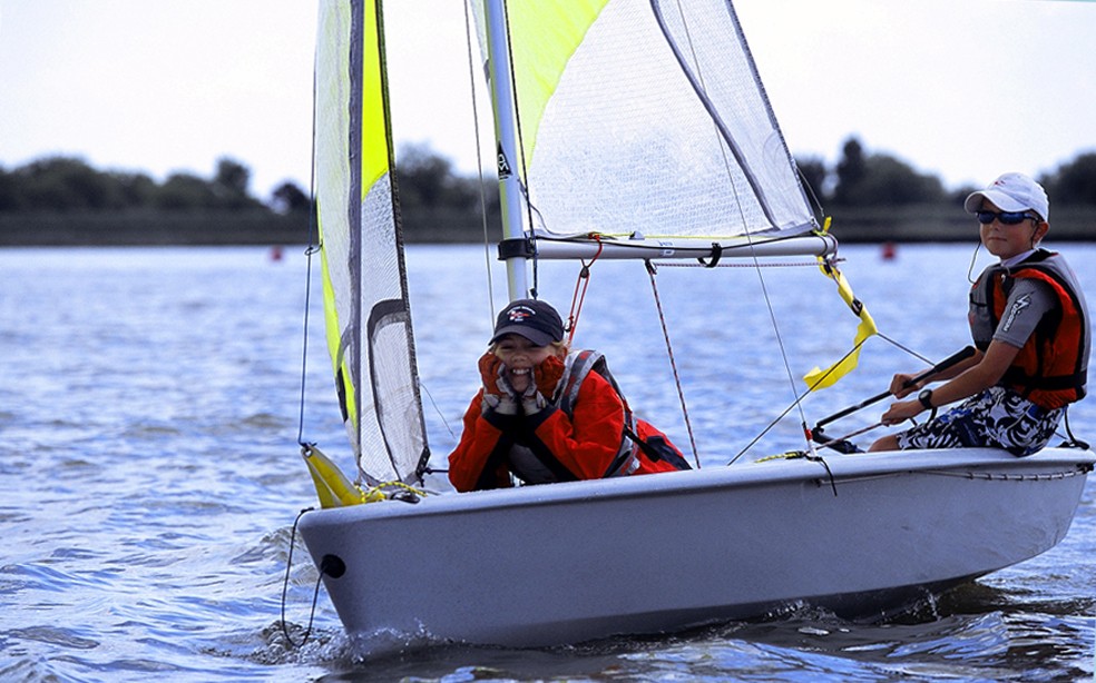 An RS Feva enjoying the racing in the Adnam's ACE event photo copyright www.boat-pics.co.uk taken at West Wick Yacht Club and featuring the RS Feva class