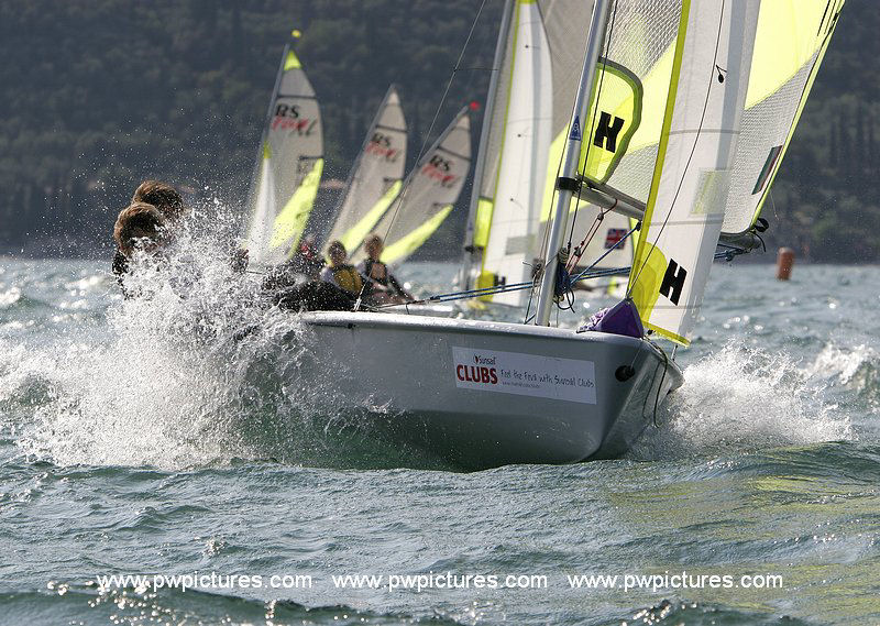 Action from the RS Feva worlds on Lake Garda photo copyright Paul Wyeth / www.pwpictures.com taken at  and featuring the RS Feva class