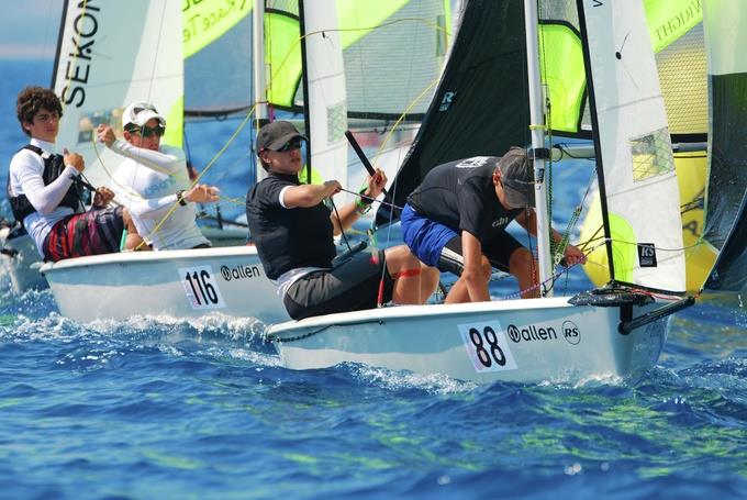 Action from the 2013 RS Fevas at Grosseto photo copyright Colin Collino taken at Compagnia della Vela Grosseto and featuring the RS Feva class