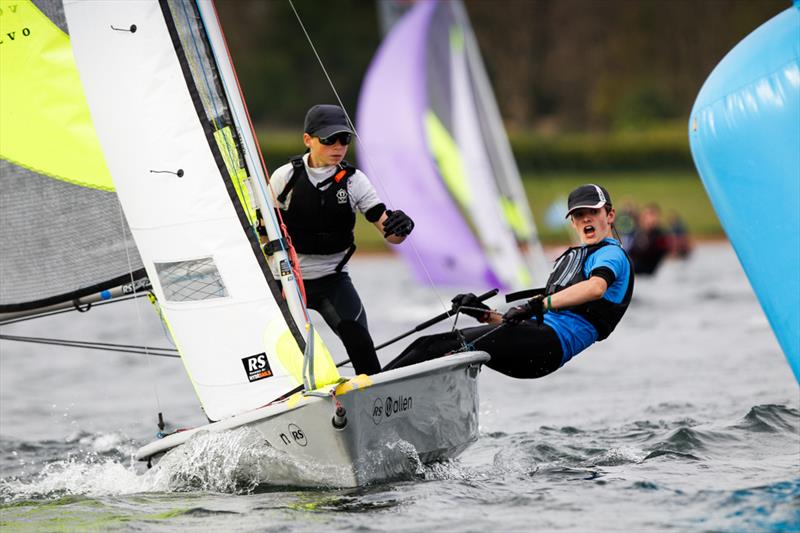 Piere Harris and Alfie Cogger on day 1 of the RYA Eric Twiname Championships photo copyright Paul Wyeth / RYA taken at Rutland Sailing Club and featuring the RS Feva class