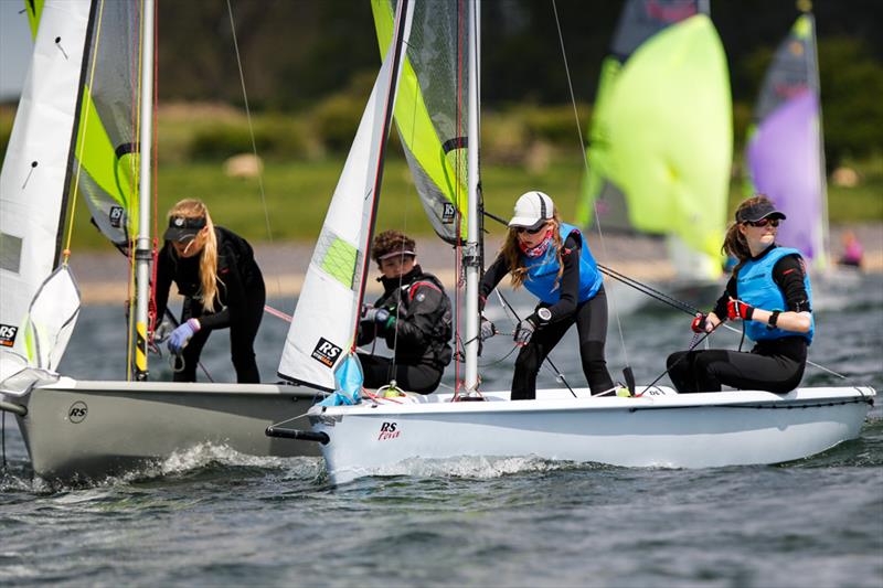 Sian Talbot and Eloise Clapson on day 2 of the RYA Eric Twiname Championships photo copyright Paul Wyeth / RYA taken at Rutland Sailing Club and featuring the RS Feva class