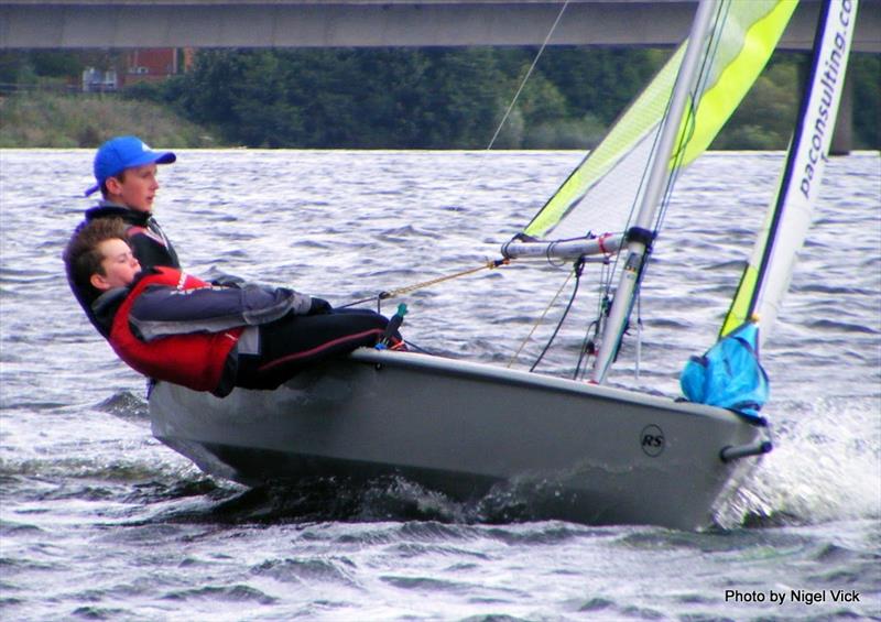 1st Feva and 3rd General Handicap Overall, Eddie and Kevin Farrell at the RYA Zone Championships in Cardiff Bay photo copyright Nigel Vick taken at Cardiff Bay Yacht Club and featuring the RS Feva class