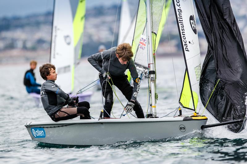 Quinn Edmonds and Fin Oliver win the RS Feva fleet in the South West during the RYA Zone and Home Country Championships - photo © Paul Wyeth / RYA