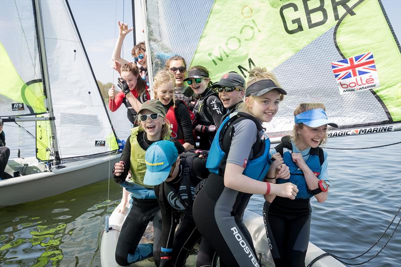 Fun in the sun at the Eric Twiname Junior Championships photo copyright Nick Dempsey / RYA taken at Rutland Sailing Club and featuring the RS Feva class