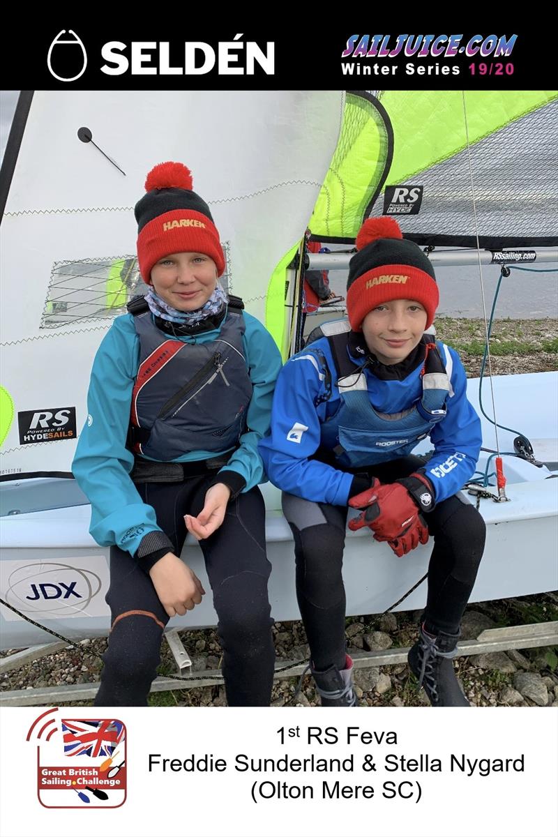 Freddie Sunderland & Stella Nygard finish as 1st RS Feva in the Selden Sailjuice Winter Series 2019/20 - photo © Jane Sunderland