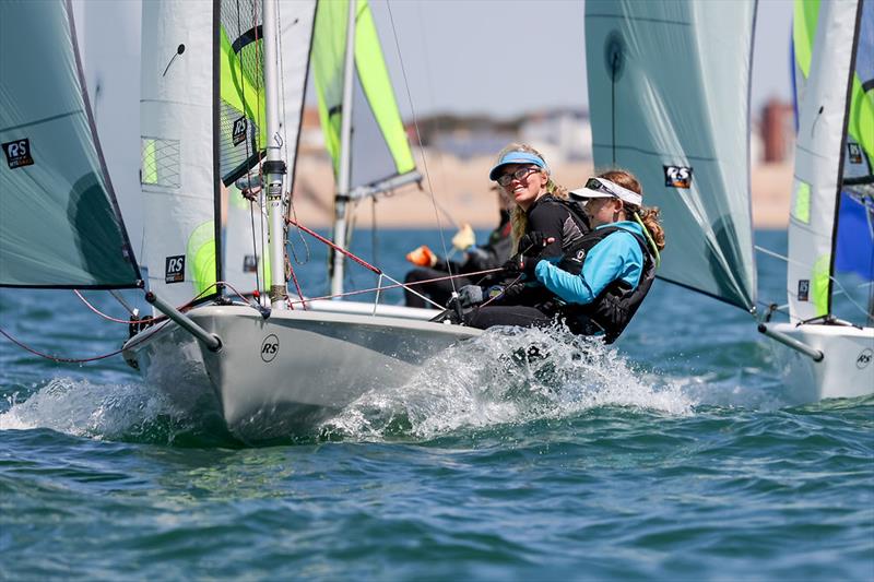 Holly Mitchell and Ella Jones win the Junior title at the 2021 UK RS Feva Nationals at Hayling Island - photo © Digital Sailing / www.digitalsailing.co.uk