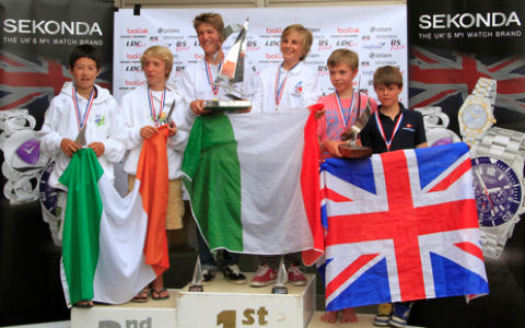 The 2012 RS Feva Worlds podium photo copyright Richard Gibbons taken at Hayling Island Sailing Club and featuring the RS Feva class