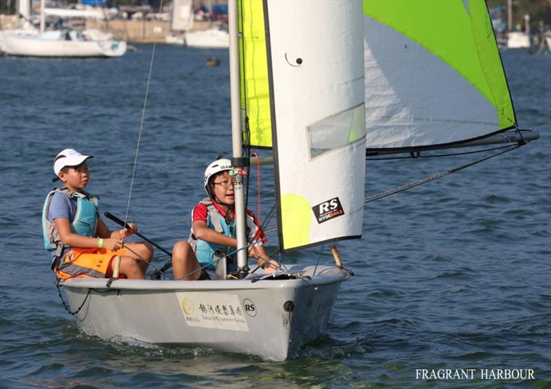 Young sailors participate - 24 Hour Charity Dinghy Race photo copyright Fragrant Harbour taken at Hebe Haven Yacht Club and featuring the RS Feva class