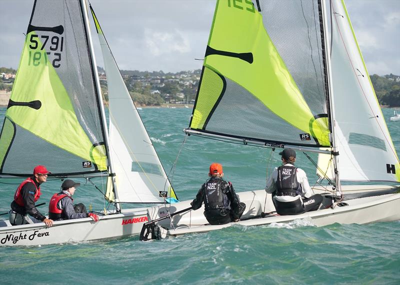 Day 2, RS Feva New Zealand Nationals, Torbay Sailing Club - March 31, 2019 photo copyright Denis Garner taken at Torbay Sailing Club and featuring the RS Feva class