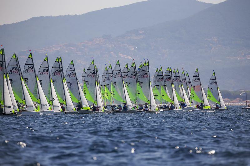 Day 5 of the 2019 RS Feva World Championships, Follonica Bay, Italy photo copyright Digital Sailing / www.digitalsailing.co.u taken at Gruppo Vela L.N.I. Follonica and featuring the RS Feva class