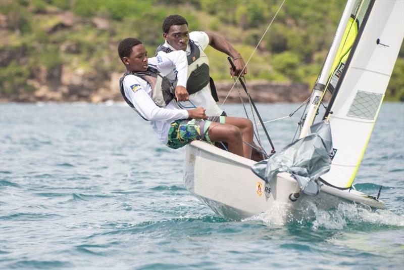 Mauriceson Valentine and Nahio James, sinners in the RS Feva Class - 2019 Caribbean Dinghy Championships - photo © Ted Martin / Antigua Photography