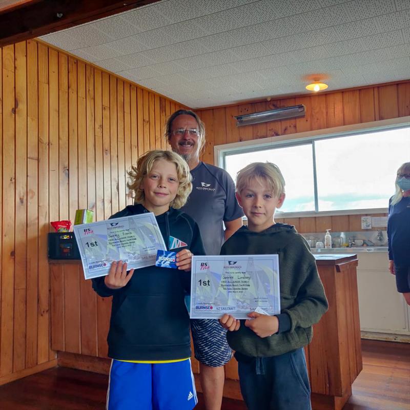 Sammy Evans and Lennox Lindsay were the top Junior crew - RS Feta Traveller Series - March 2022 photo copyright BBYC taken at Bucklands Beach Yacht Club and featuring the RS Feva class