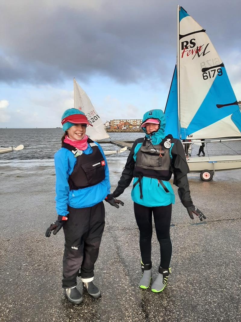 Arctic Penguins Edie Rodgers and Poppy Armstrong on day 2 of the West Kirby Sailing Club Arctic Series photo copyright Natasha Armstrong taken at West Kirby Sailing Club and featuring the RS Feva class