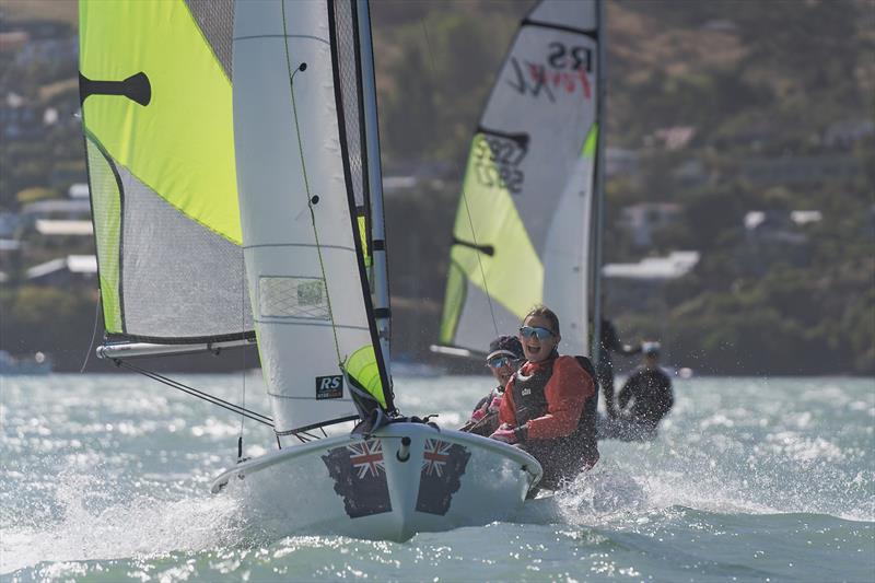 RS Fevas racing in the SailGP Inspire program - Lyttelton - March 22, 2024 photo copyright Justin Mitchell taken at Naval Point Club Lyttelton and featuring the RS Feva class