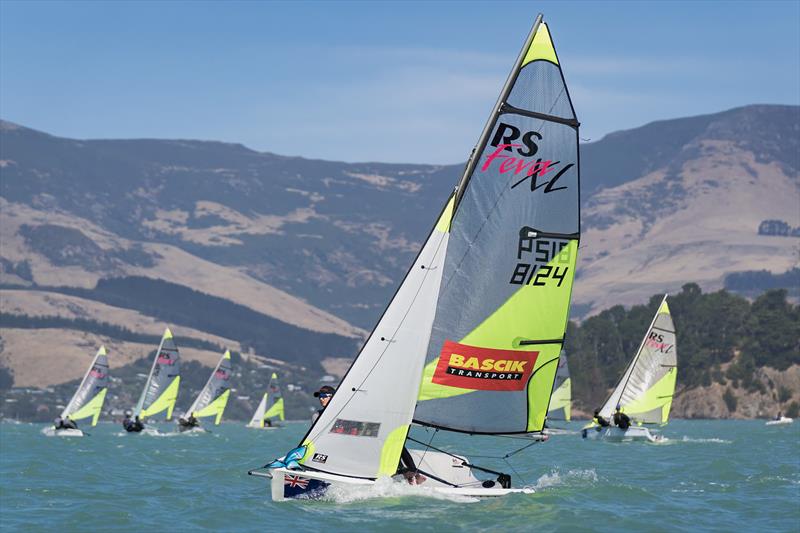 RS Fevas racing in the SailGP Inspire program - Lyttelton - March 22, 2024 photo copyright Justin Mitchell taken at Naval Point Club Lyttelton and featuring the RS Feva class