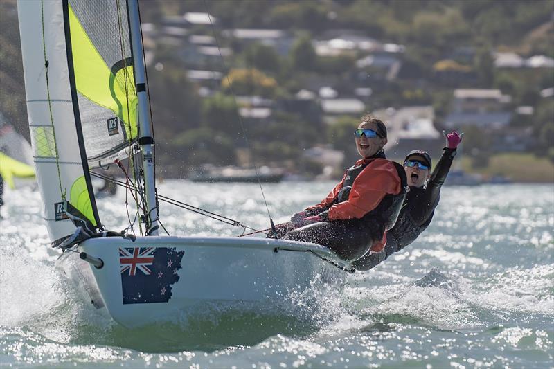 RS Fevas racing in the SailGP Inspire program - Lyttelton - March 22, 2024 photo copyright Justin Mitchell taken at Naval Point Club Lyttelton and featuring the RS Feva class