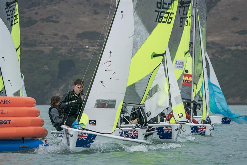 RS Fevas racing in the SailGP Inspire program - Lyttelton - March 23, 2024 photo copyright Justin Mitchell taken at Naval Point Club Lyttelton and featuring the RS Feva class