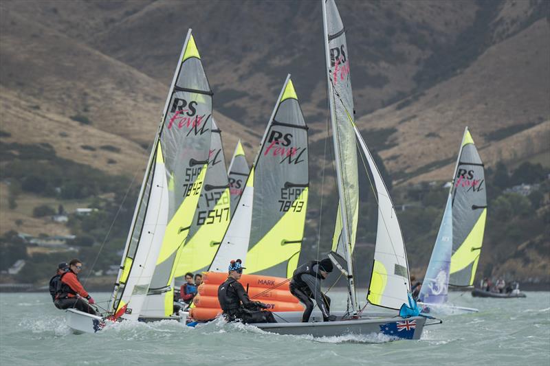 RS Fevas racing in the SailGP Inspire program - Lyttelton - March 23, 2024 photo copyright Justin Mitchell taken at Naval Point Club Lyttelton and featuring the RS Feva class