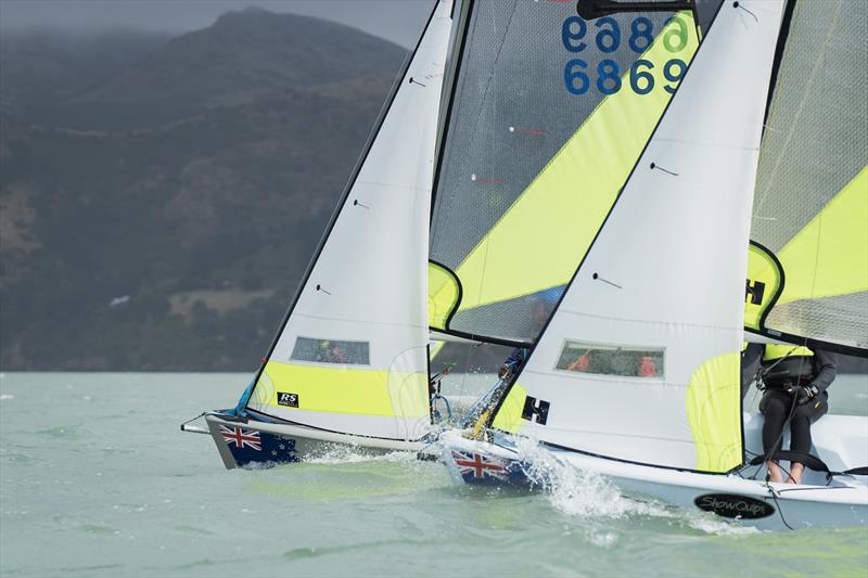 RS Fevas racing in the SailGP Inspire program - Lyttelton - March 23, 2024 photo copyright Justin Mitchell taken at Naval Point Club Lyttelton and featuring the RS Feva class