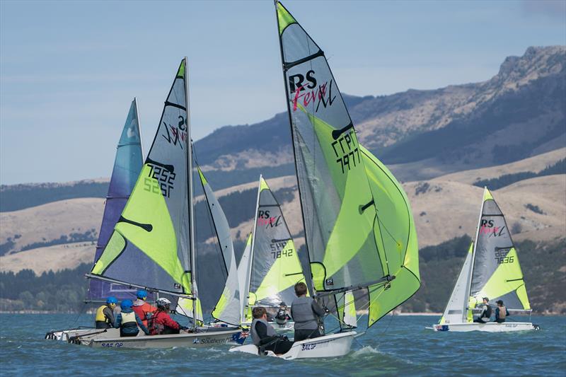 RS Fevas racing in the SailGP Inspire program - Lyttelton - March 23, 2024 photo copyright Justin Mitchell taken at Naval Point Club Lyttelton and featuring the RS Feva class