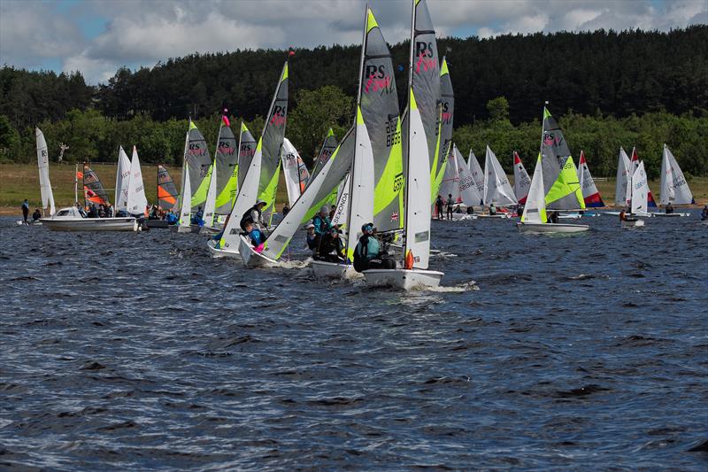 Large RS Feva fleet - NEYYSA North Region Youth & Junior Championships at Derwent Reservoir photo copyright Dave Wood taken at Derwent Reservoir Sailing Club and featuring the RS Feva class