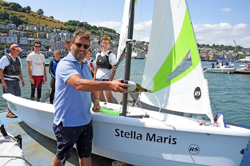 Mitch Tonks naming 'Stella Maris', for the Royal Dart Youth Sailing Trust photo copyright Jonathan Reynolds taken at Royal Dart Yacht Club and featuring the RS Quest class