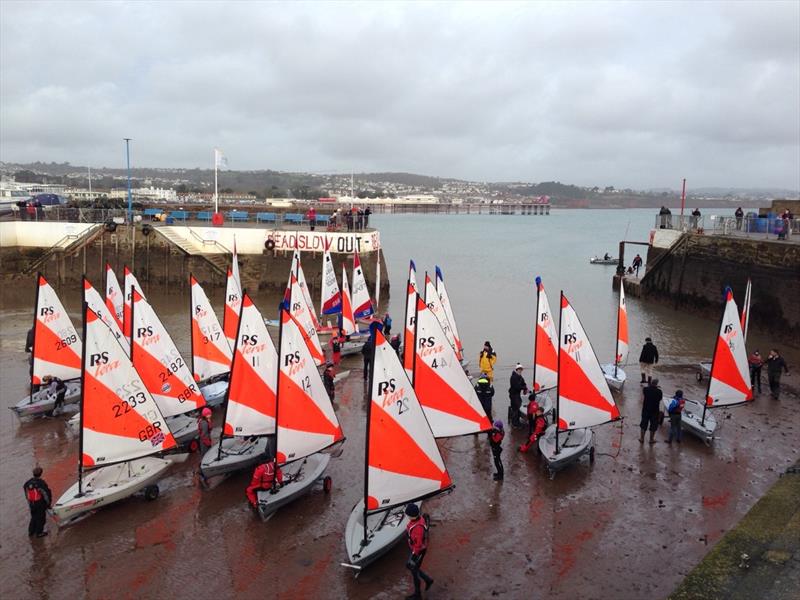 30 children from Teign Corinthian YC, PSC, RTYC, RDYC and SGBA launching at Paignton Harbour with World Champion Will Taylor - photo © Nicholas James