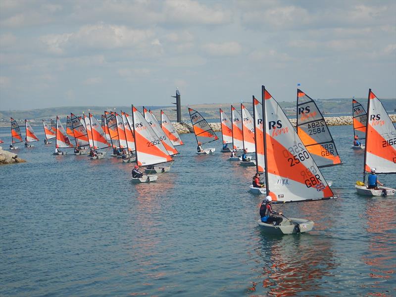 Launching on day 1 of the RS Tera Nationals at the WPNSA photo copyright Nicholas James taken at Weymouth & Portland Sailing Academy and featuring the RS Tera class