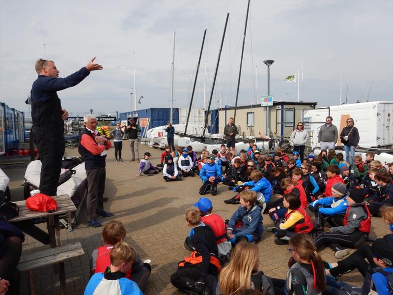 Briefing during the 2018 U11 IAPS National Schools Sailing Regatta photo copyright Nicholas James taken at Weymouth & Portland Sailing Academy and featuring the RS Tera class
