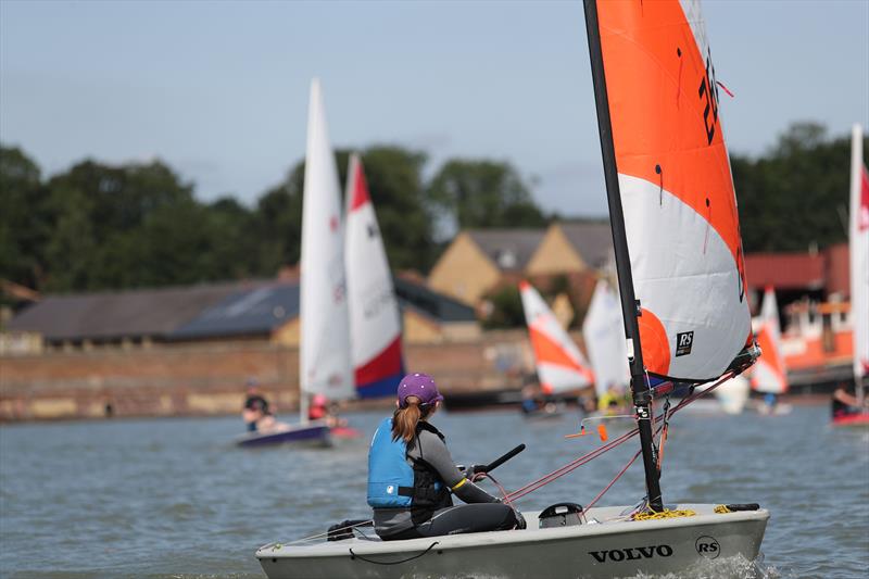 Charlotte White looking for her opposition – she won the slow fleet (small boats) competition at the KSSA Mid-Summer Regatta 2019 at Medway YC - photo © Jon Bentman