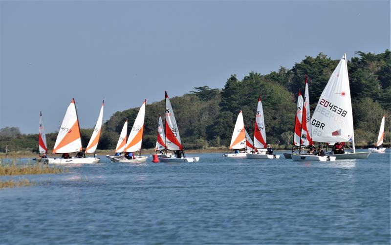 Close Racing in the Tera fleet during the the Isle of Wight Youth and Junior Championships at Yarmouth photo copyright Jenny Nicholls taken at Yarmouth Sailing Club and featuring the RS Tera class