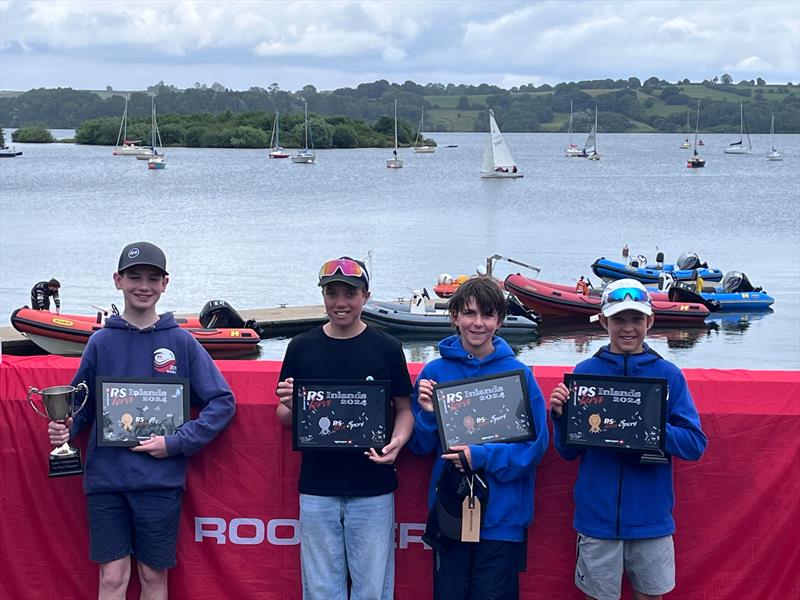 Rooster RS Tera Inlands at Carsington (l-r) Mark Soars (1st Pro), Cass Day (2nd Sport), Thomas Hill (3rd Sport), Rafe Bradley (1st Sport) - photo © Tim Bird