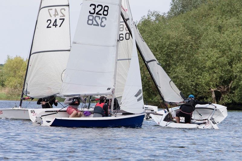 Busy at the windward mark during the RS Vareo Inlands at the Illuminis Asymmetric Regatta photo copyright Kate Everall Photography taken at Milton Keynes Sailing Club and featuring the RS Vareo class
