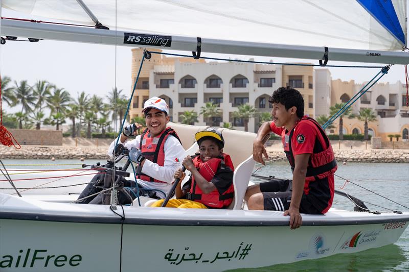 Part of the community programmes to introduce sailing to persons with disabilities photo copyright Oman Sail taken at Oman Sail and featuring the RS Venture class