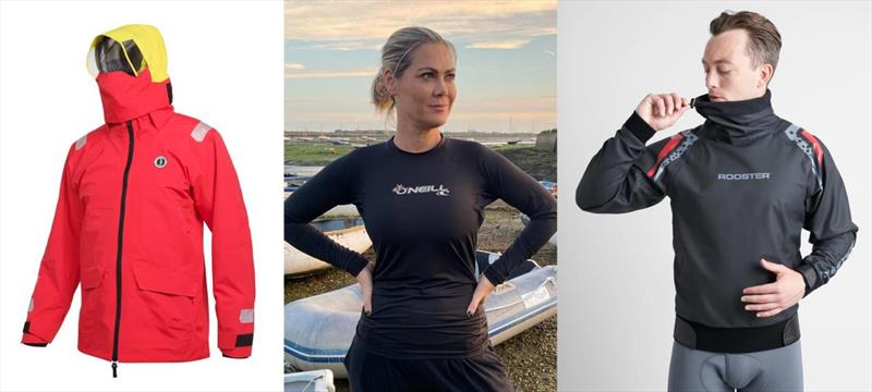 Mustang Survival Meris Waterproof Jacket; reclaimed charity rash vests from the Final Straw Foundation; Rooster's Pro Aquafleece photo copyright RYA taken at RYA Dinghy Show and featuring the  class