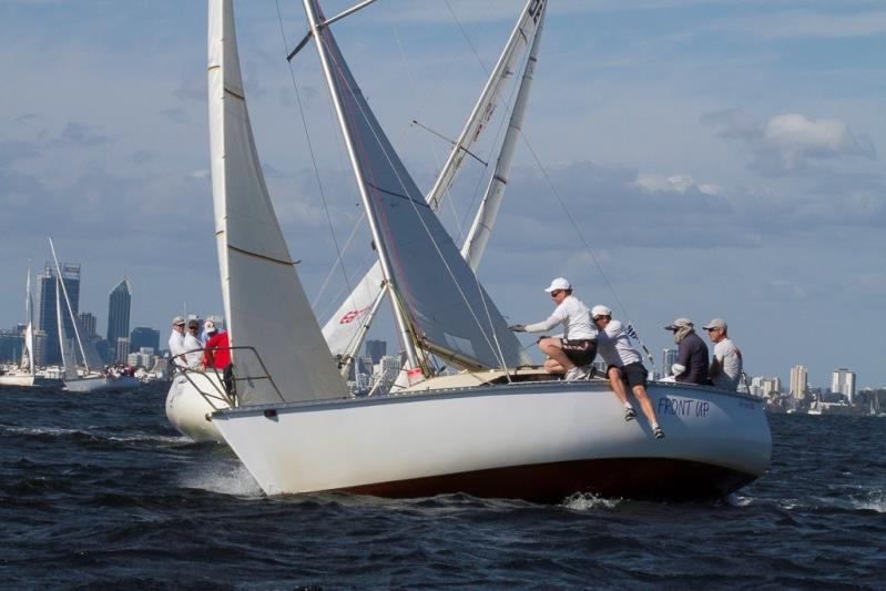 Mark Robins, pictured with boat owner Wally Philippe, won the inaugural race last year, but finished second – S80 Legends Race photo copyright Bernie Kaaks taken at Royal Perth Yacht Club and featuring the S80 class