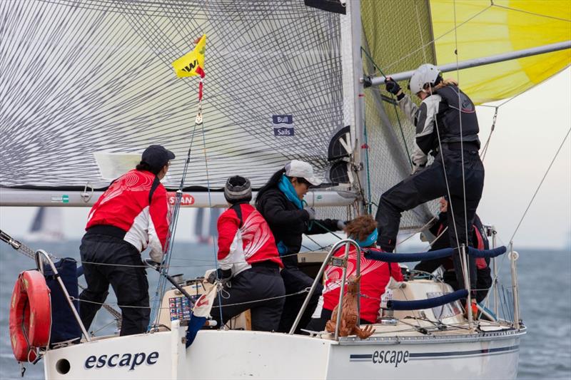 Holly Farmer and her Escape crew - 2019 Australian Women's Keelboat Regatta photo copyright Bruno Cocozza / AWKR taken at Royal Melbourne Yacht Squadron and featuring the S80 class