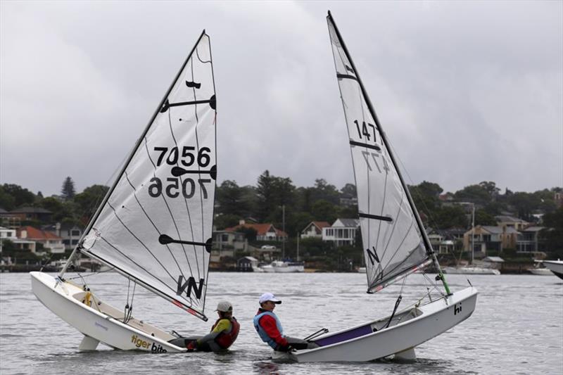 Serious fun in between races - LC12'SSC sailors - Eoin Cullinane (7056, Tiger Bite) with Max Nicholson (1477, Missing in Action)  - photo © Sam Gong