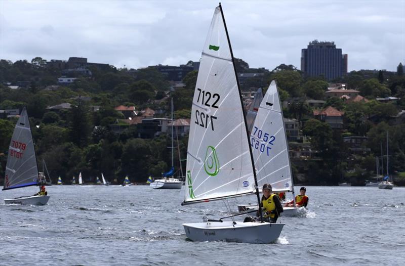 Fast flat sabot sailing - Keisha Day (7122, Holy Guacamole) with Leo Pirret (7052, Easy Tiger) and Aidan Nosworthy (7079, Red Herring) - photo © Sam Gong