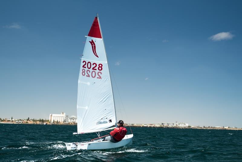 M Stockhausen in Simba racing in the 2020 Australian Sabre National Championships photo copyright Bodhi Stone taken at Wallaroo Sailing Club and featuring the Sabre class